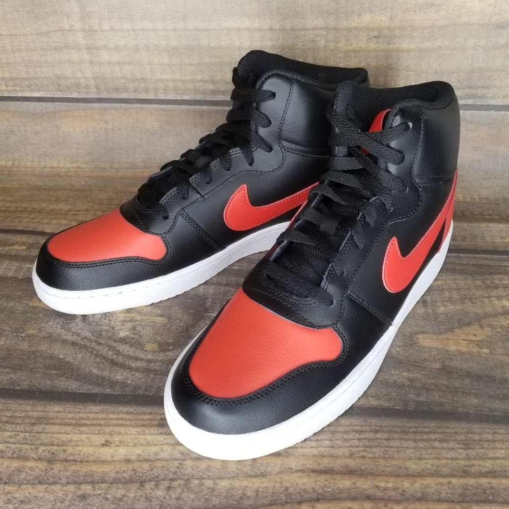 SIZE 9 MEN'S NIKE EBERNON MID BLACK / RED - Picture 5 of 7
